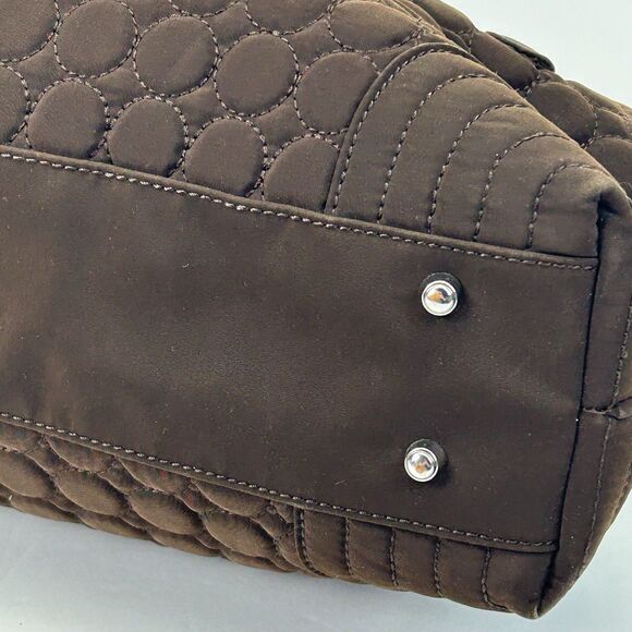 Vera Bradley Microfiber Purse Top Handle Satchel Quilted Espresso Brown Circles - Picture 6 of 16